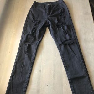 Black ripped high waisted skinny jeans